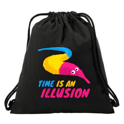 Time Is An Illusion Magic Worm Drawstring Bag