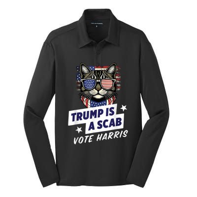 Trump Is A Scab Vote Harris 2024 Silk Touch Performance Long Sleeve Polo