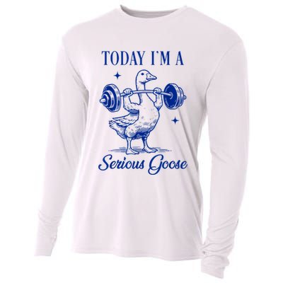 Today IM A Serious Goose Funny Lifting Weights Gym Fitness Cooling Performance Long Sleeve Crew
