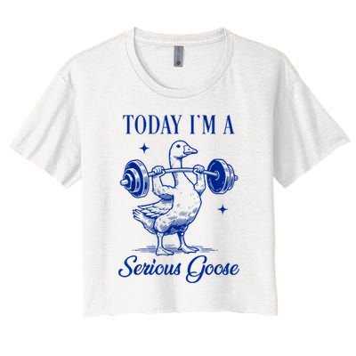 Today IM A Serious Goose Funny Lifting Weights Gym Fitness Women's Crop Top Tee
