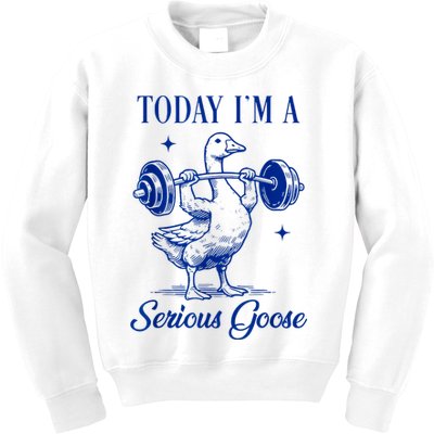 Today IM A Serious Goose Funny Lifting Weights Gym Fitness Kids Sweatshirt