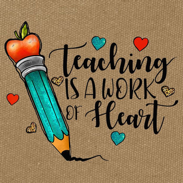 Teaching Is A Work Of Heart Cute Pencil Back To School Cotton Canvas Backpack
