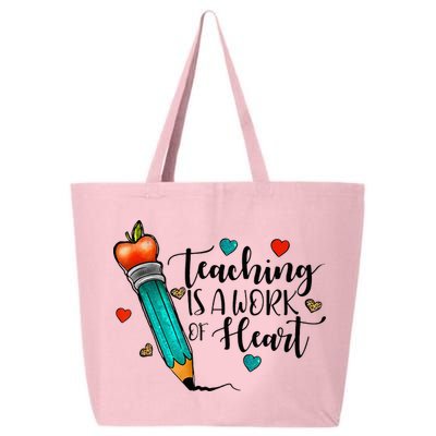 Teaching Is A Work Of Heart Cute Pencil Back To School 25L Jumbo Tote