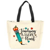 Teaching Is A Work Of Heart Cute Pencil Back To School Zip Tote Bag
