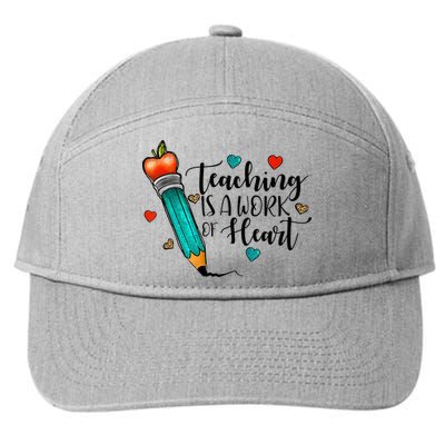 Teaching Is A Work Of Heart Cute Pencil Back To School 7-Panel Snapback Hat