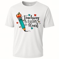 Teaching Is A Work Of Heart Cute Pencil Back To School Cooling Performance Crew T-Shirt