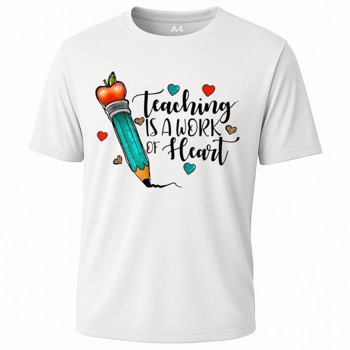 Teaching Is A Work Of Heart Cute Pencil Back To School Cooling Performance Crew T-Shirt