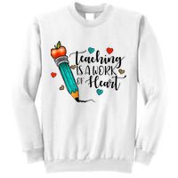 Teaching Is A Work Of Heart Cute Pencil Back To School Sweatshirt