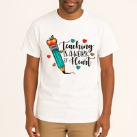 Teaching Is A Work Of Heart Cute Pencil Back To School Tall T-Shirt
