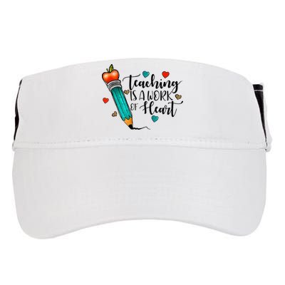 Teaching Is A Work Of Heart Cute Pencil Back To School Adult Drive Performance Visor