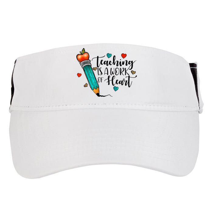 Teaching Is A Work Of Heart Cute Pencil Back To School Adult Drive Performance Visor