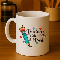 Teaching Is A Work Of Heart Cute Pencil Back To School Mug