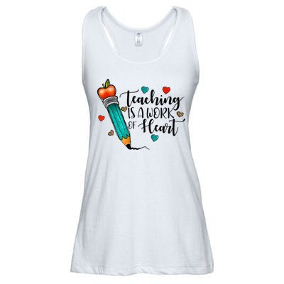 Teaching Is A Work Of Heart Cute Pencil Back To School Ladies Essential Flowy Tank
