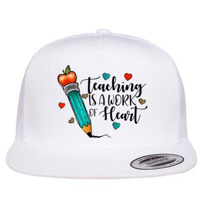 Teaching Is A Work Of Heart Cute Pencil Back To School Flatbill Hat