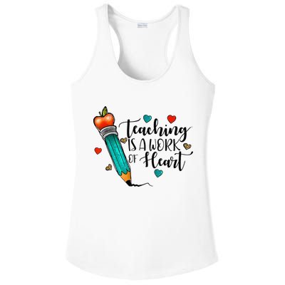 Teaching Is A Work Of Heart Cute Pencil Back To School Ladies PosiCharge Competitor Racerback Tank