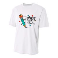 Teaching Is A Work Of Heart Cute Pencil Back To School Youth Performance Sprint T-Shirt