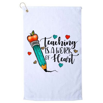 Teaching Is A Work Of Heart Cute Pencil Back To School Golf Towel