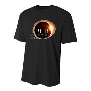 Twice in a Lifetime Totality Solar Eclipse 2017 & 2024 Youth Performance Sprint T-Shirt