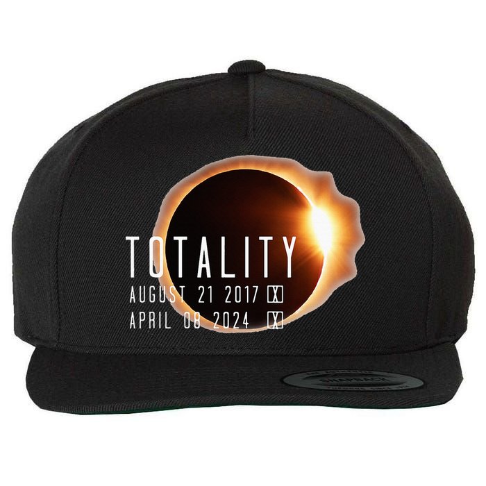 Twice in a Lifetime Totality Solar Eclipse 2017 & 2024 Wool Snapback Cap