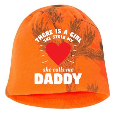 There Is A She Stole My Heart She Calls Me Daddy Gift Kati - Camo Knit Beanie