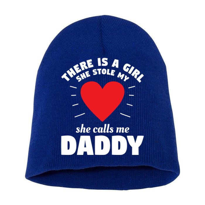 There Is A She Stole My Heart She Calls Me Daddy Gift Short Acrylic Beanie