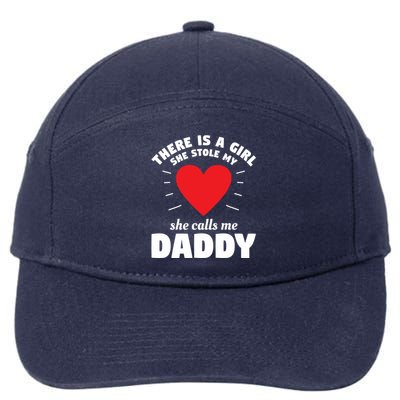 There Is A She Stole My Heart She Calls Me Daddy Gift 7-Panel Snapback Hat