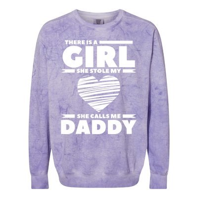 There Is A She Stole My Heart She Calls Me Daddy Gift Colorblast Crewneck Sweatshirt