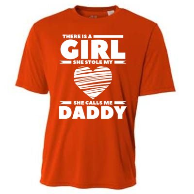 There Is A She Stole My Heart She Calls Me Daddy Gift Cooling Performance Crew T-Shirt