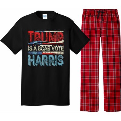 Trump Is A Scab Vote Harris Walz 2024 Kamala American Flag Pajama Set