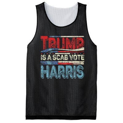 Trump Is A Scab Vote Harris Walz 2024 Kamala American Flag Mesh Reversible Basketball Jersey Tank