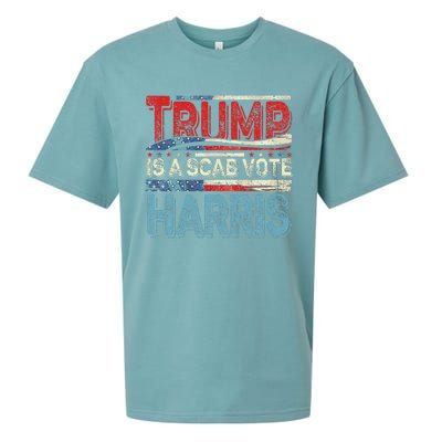 Trump Is A Scab Vote Harris Walz 2024 Kamala American Flag Sueded Cloud Jersey T-Shirt