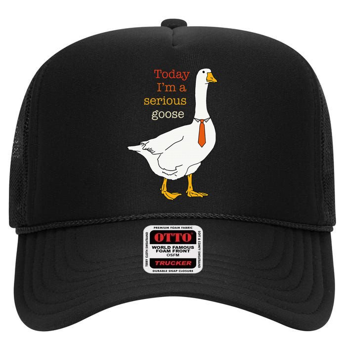 Today IM A Serious Goose Funny Silly Goose High Crown Mesh Back Trucker Hat