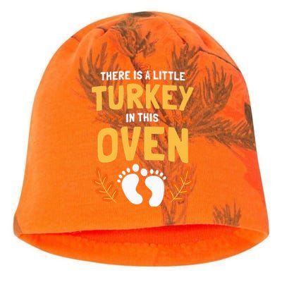 There Is A Little Turkey In This Oven Thanksgiving Kati - Camo Knit Beanie