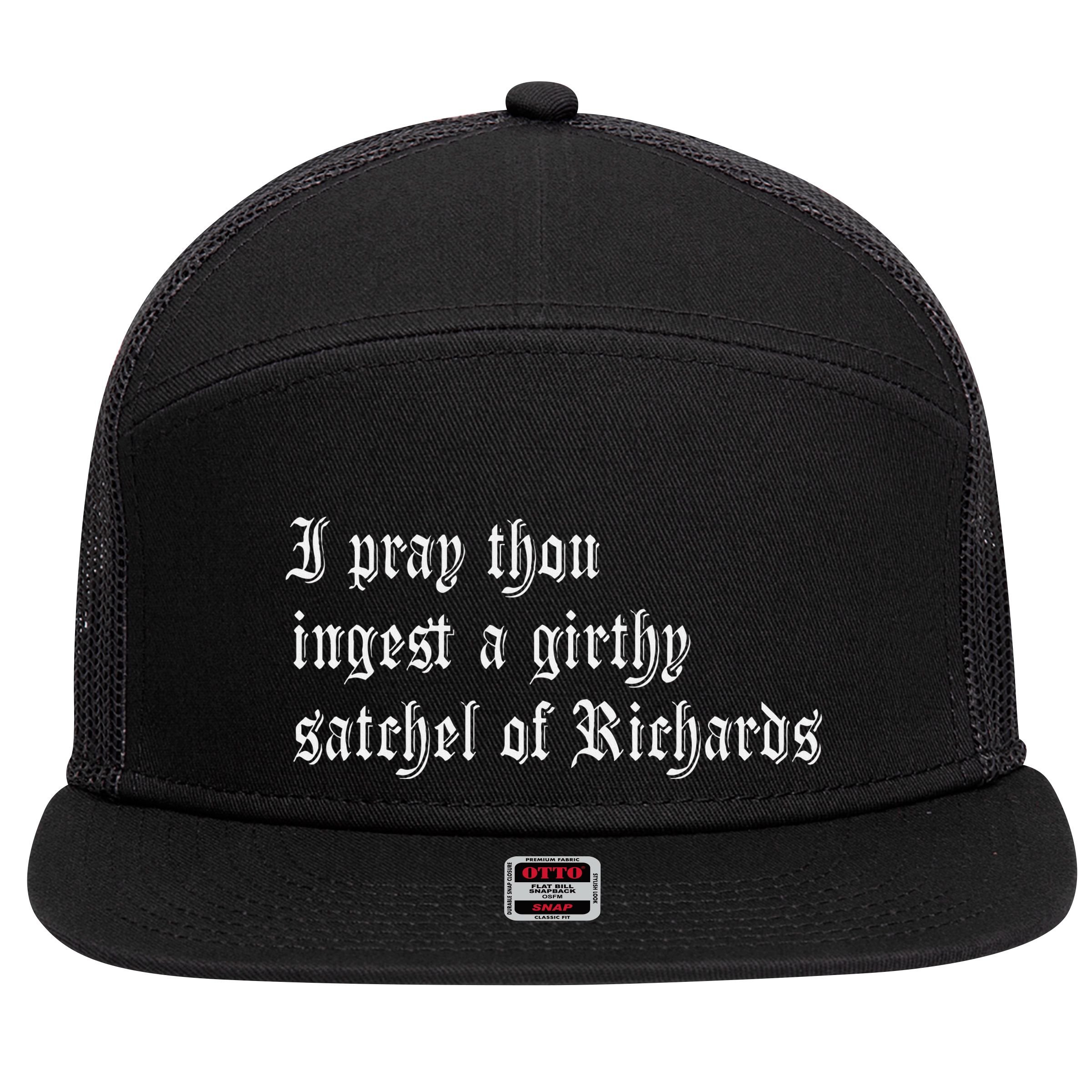 Thou Ingest A Satchel Of Richards Funny Medieval Meme Quote 7 Panel Mesh Trucker Snapback Hat