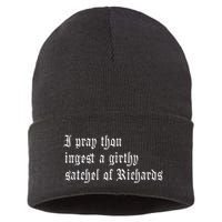 Thou Ingest A Satchel Of Richards Funny Medieval Meme Quote Sustainable Knit Beanie