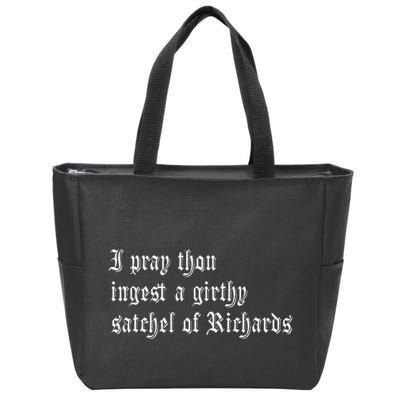 Thou Ingest A Satchel Of Richards Funny Medieval Meme Quote Zip Tote Bag