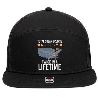 Twice In A Lifetime Solar Eclipse 2024 Total Eclipse 7 Panel Mesh Trucker Snapback Hat