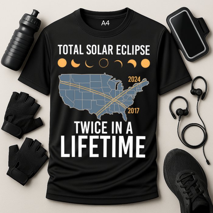 Twice In A Lifetime Solar Eclipse 2024 Total Eclipse Cooling Performance Crew T-Shirt