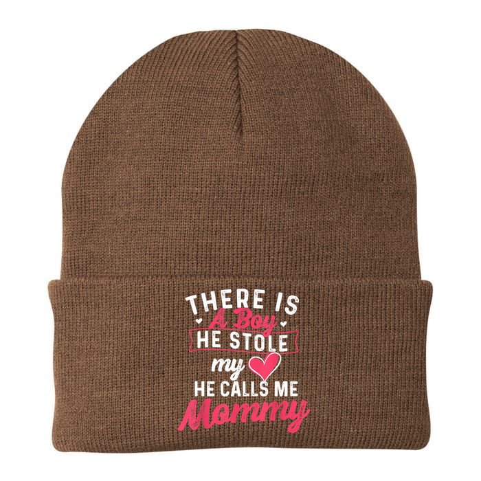 There Is A He Stole My Heart He Calls Me Mommy Mother Knit Cap Winter Beanie