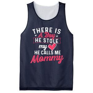 There Is A He Stole My Heart He Calls Me Mommy Mother Mesh Reversible Basketball Jersey Tank