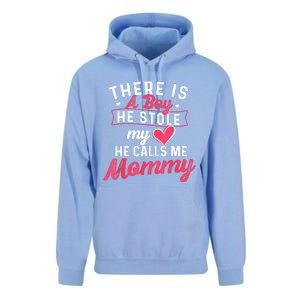 There Is A He Stole My Heart He Calls Me Mommy Mother Unisex Surf Hoodie