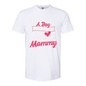 There Is A He Stole My Heart He Calls Me Mommy Mother Softstyle CVC T-Shirt