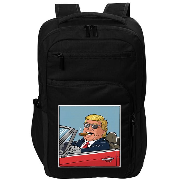 Trump In A Convertible Smoking A Cigar Impact Tech Backpack