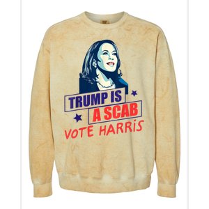 Trump Is A Scab Vote Kamala Harris Funny 2024 Colorblast Crewneck Sweatshirt