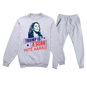 Trump Is A Scab Vote Kamala Harris Funny 2024 Premium Crewneck Sweatsuit Set