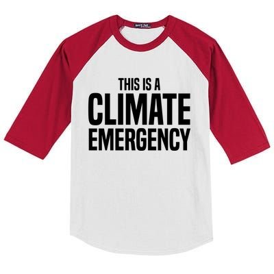 This Is A Climate Emergency Kids Colorblock Raglan Jersey