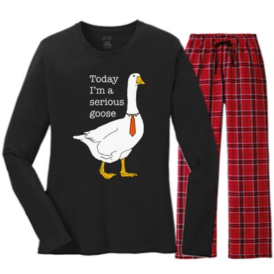 Today IM A Serious Goose Silly Goose Women's Long Sleeve Flannel Pajama Set 