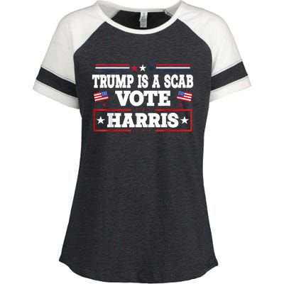 Trump Is A Scab Vote Kamala Harris 2024 Enza Ladies Jersey Colorblock Tee