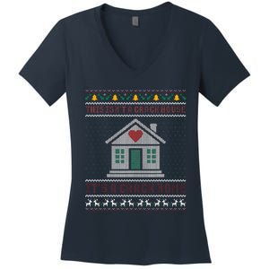 This IsnT A Crack House ItS A Crack Home Christmas Ugly Women's V-Neck T-Shirt