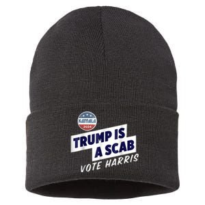 Trump Is A Scab Vote Kamala Harris Sustainable Knit Beanie